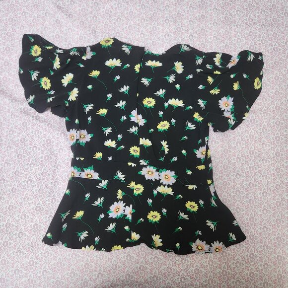 New Loft Floral Flutter Sleeve V-neck Top Size 0 - Picture 3 of 5